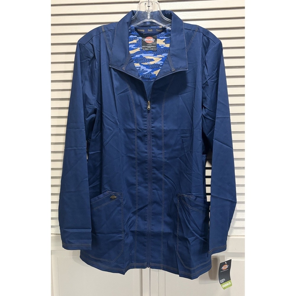 Dickies Essence Zip Up Scrub Jacket NWT Womens Size L Soft Cool Stretch